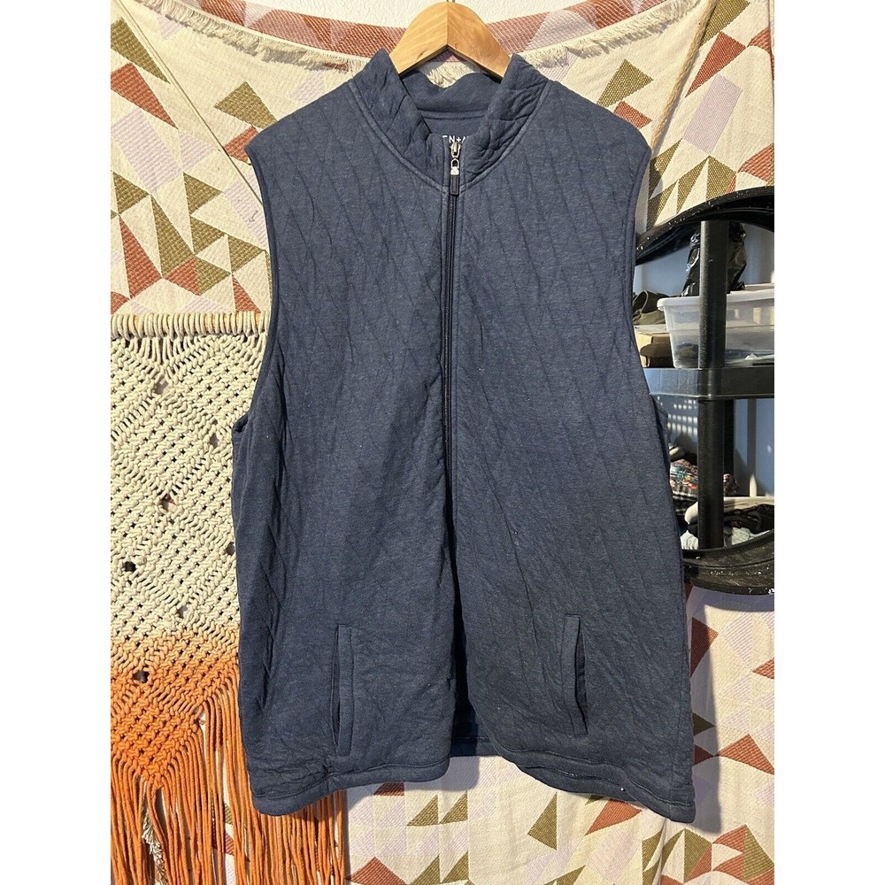 Mizzen + Main XXL Hendricks Quilted Performance Vest Navy Zip Up Modal